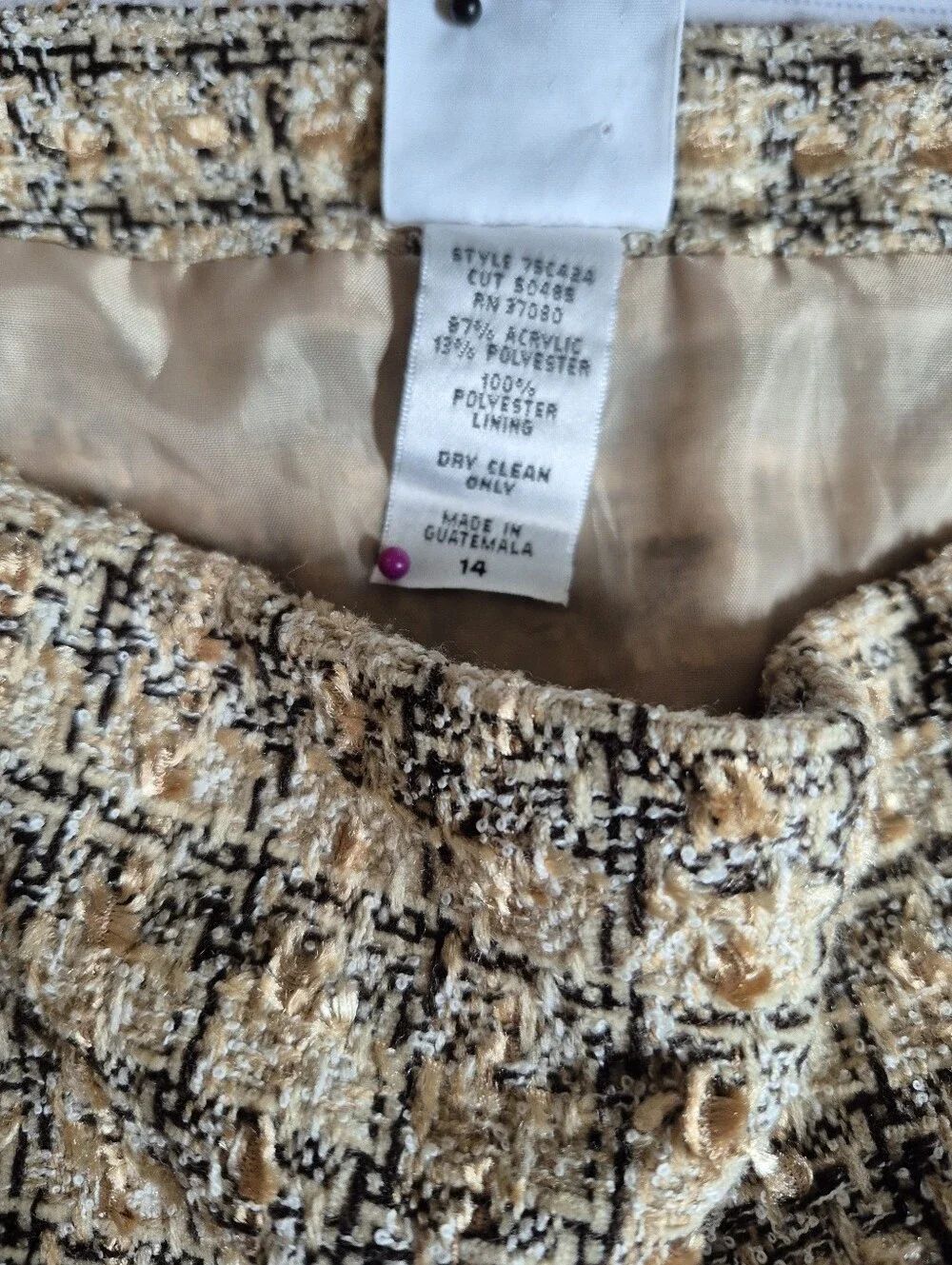 Studio C Beige and Black woven yarn tweed mini skirt Size 14